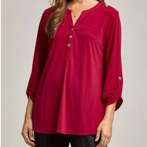 3/4 Sleeve Luxe Lizzy — Wine